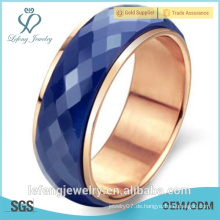 Korean Schmuck Rosé vergoldeten blauen Keramik drehbaren Ring